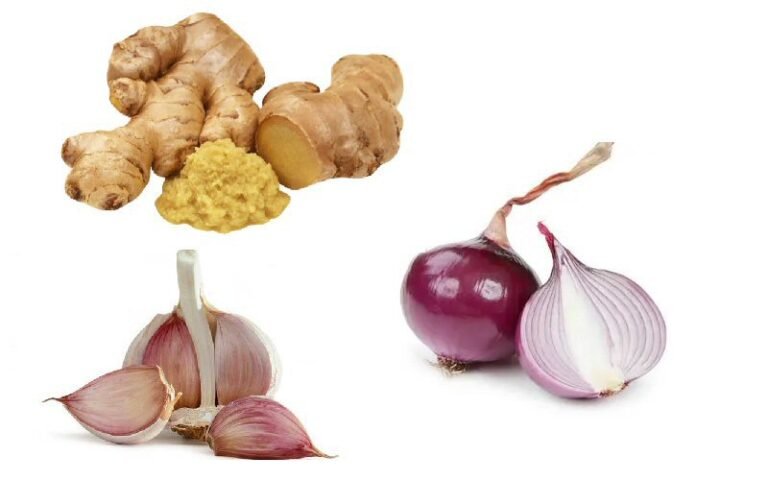 garlic, ginger, onion